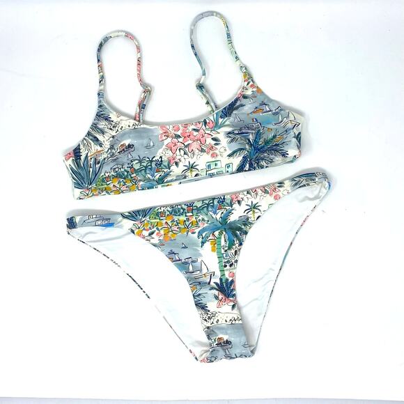 Onia Other - Onia Womens Bikini XS Beach City Print Tropical Cheeky Sarita Adjustable Straps